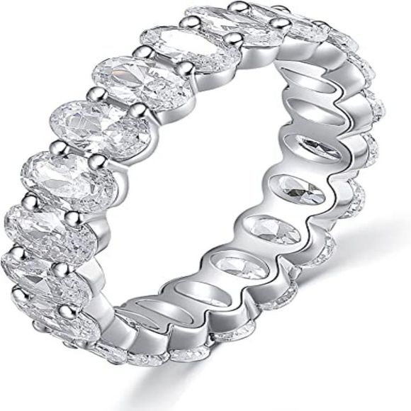espere 7 1/2 ctw Oval Cut CZ Eternity RingWomens Wedding Band